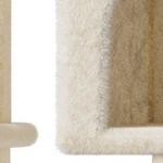 white cat litter cabinet + light grey cat tree