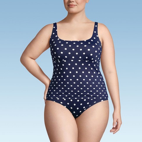 Lands End Women s Plus Size Ddd cup Square Neck Underwire Tankini Swimsuit Top 22w Deep Sea Polka Dot Target