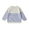 Stellou & Friends 100% Cotton Striped  Long Sleeve Crew Neck Sweater w/ Shoulder Buttons  - 18-24 Months / White with Periwinkle Stripes - 3 of 4