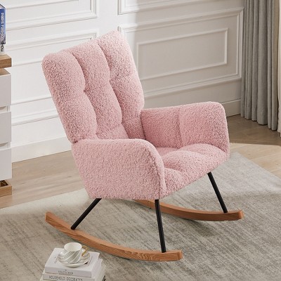 RUVALINO Baby Bouncers and Rockers, Leisure Sofa Chair, Baby Rocker Chair, Kids Arm Chair for Nursery or Playroom, Pink,34.25”*25.98”*37.79"
