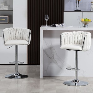 Adjustable 360º Swivel Counter Height Barstools Set of 2,Fabric Upholstered Counter Barstools with Footrest,Kitchen Island Stools-Cuddlewood - 1 of 4