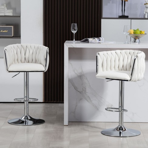 Adjustable 360º Swivel Counter Height Barstools Set of 2,Fabric Upholstered Counter Barstools with Footrest,Kitchen Island Stools-Cuddlewood - image 1 of 4