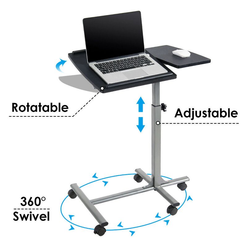 Costway Mobile Standing Desk Height Adjustable Sit to Stand Laptop Desk White/Black, 1 of 11