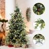 LuxenHome 6Ft Pre-Lit Green Full Artificial Christmas Tree with Red Berries and Metal Stand - 3 of 4