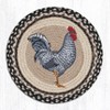 Earth Rugs Round Placemat – Black & White Rooster Print, Hand-Stenciled Jute, 15" Farmhouse Country Table Accent - 2 of 3