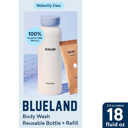 Blueland Body Wash Bottle with Refill Water Lily Scent 2.3oz Makes 18 fl oz