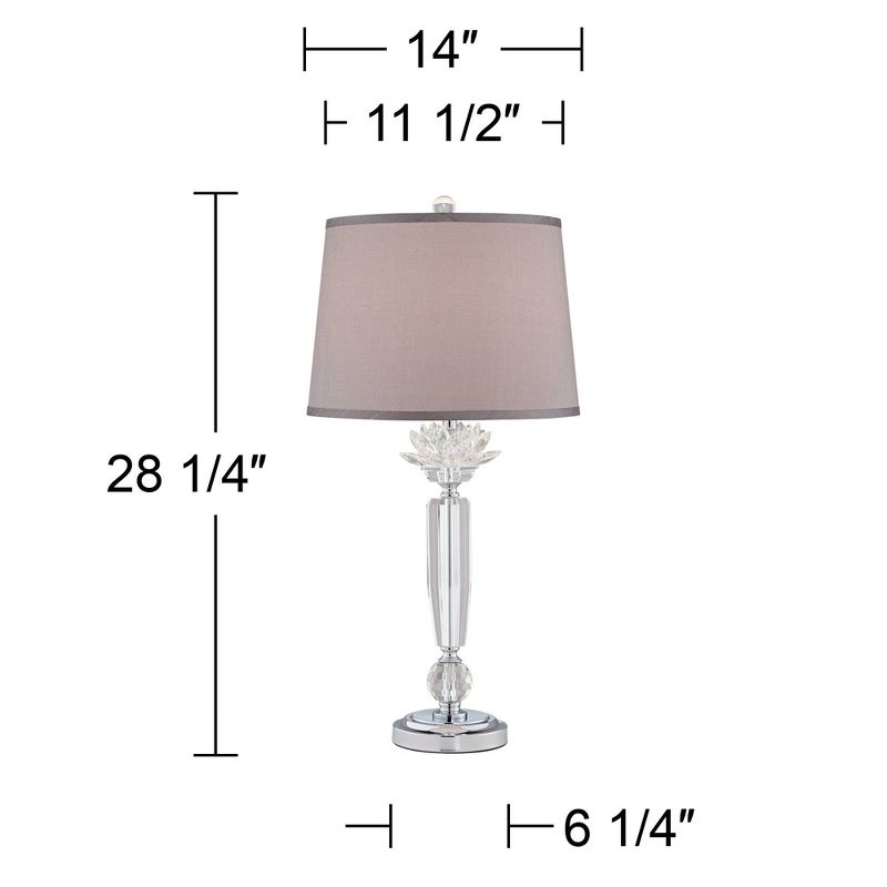 Vienna Full Spectrum Olivia 28 1/4" Tall Traditional Glam Luxury End Table Lamp Clear Crystal Single Gray Shade Living Room Bedroom Bedside Nightstand, 4 of 10