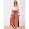 Allegra K Women's Casual High Waist Drawstring Loose Fit Pocket Wide Leg Pants - 2 of 4