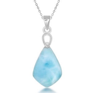 Caribbean Treasures Sterling Silver Diamond Shaped Larimar 18" Pendant Necklace - Blue - 1 of 2