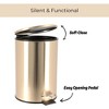 Evideco French Home Goods Brushed Gold Waste Basket Soft Close Lid 3 Liters / 0.8 Gal - 4 of 4