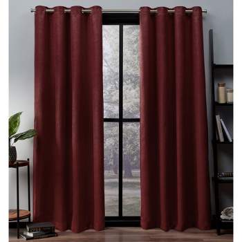 Exclusive Home Oxford Textured Sateen Thermal Room Darkening Grommet Top Window Curtain Panel Pair