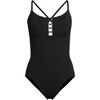 Lands' End Women's Chlorine Resistant Lace Up One Piece Swimsuit - 3 of 4