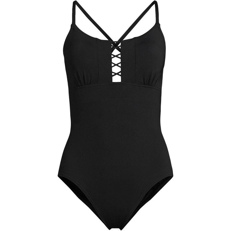 Lands' End Women's Chlorine Resistant Lace Up One Piece Swimsuit, 3 of 6