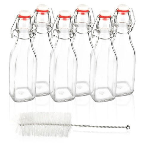 Download 6 Swing Top Glass Bottles W Cleaning Brush For Kombucha Beer Brewing Clear 8 Oz Target