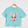Bunny Face Textured Paint - Women's Boxy Crop Top Graphic T-Shirt - 3 of 4