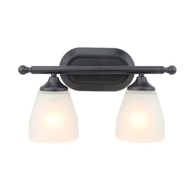 Yosemite Home Decor Jordan 2-Light Vanity Light in Matte Black Finish with Frosted White Glass Shades, 5.75 x 14.62 x 8.75