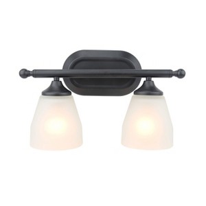 Yosemite Home Decor Jordan 2-Light Vanity Light in Matte Black Finish with Frosted White Glass Shades, 5.75 x 14.62 x 8.75 - 1 of 4