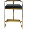 HomeRoots 26" Black and Gold Faux Leather and Stainless Steel Low Back Counter Height Bar Chair - 4 of 4