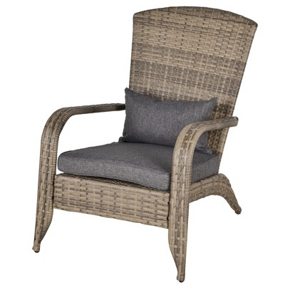 Mixed Gray and Brown Wicker Adirondack Chair with Cushions