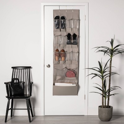 15 Pocket Over the Door Hanging Shoe Organizer Gray - Room Essentials&#8482;_0