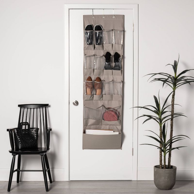15 Pocket Over the Door Hanging Shoe Organizer Gray - Room Essentials&#8482;, 2 of 9