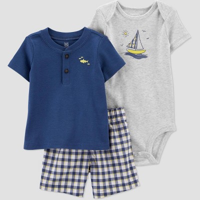Image of Carter's Just One You® Baby Boys' Gingham Top & Bottom Set - Blue 9M