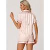 cheibear Women's Silky Satin Nightwear with Shorts Lounge Sleepwear Pajama Set - 3 of 4
