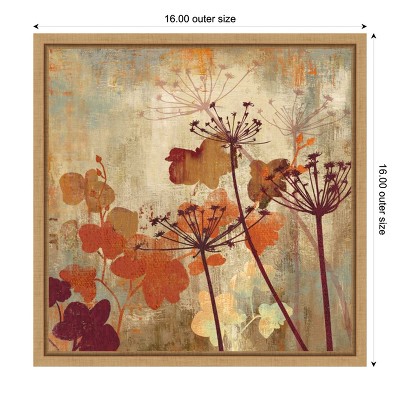 Wild Field II Abstract Floral Canvas Wall Art in Maple Frame