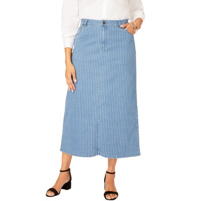Jessica London Women's Plus Size True Fit Stretch Denim Midi Skirt