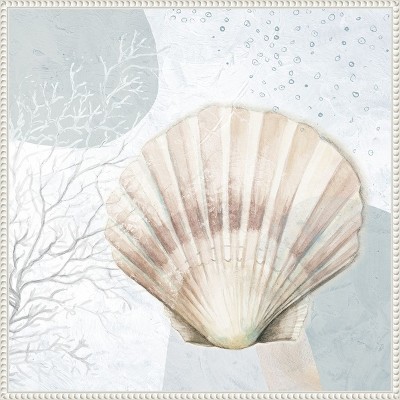 Blush Scallop Nautical Canvas Print with Beaded Frame