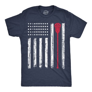 Mens Funny T Shirts Lacrosse Flag Sarcastic USA Graphic Novelty Tee For Men - Crazy Dog Men's T Shirt For Fourth Of July - 1 of 4