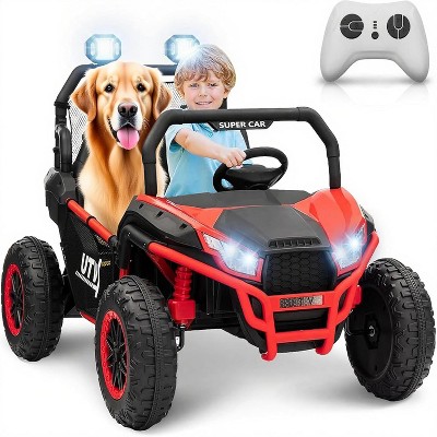 24V 2 Seater Ride on UTV Kids Car with Remote Control, Ride on Truck Toys with LED Lights, Bluetooth, Treaded Tires, for Boys Girls