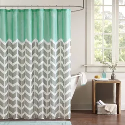 Darcy 100% Microfiber Printed Shower Curtain - Teal