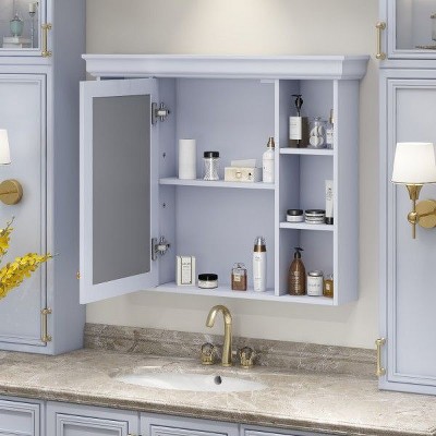 NicBex Wall Mounted Bathroom Storage Cabinet,35'' x28'' Medicine Cabinet with Mirror and 6 Shelves for Bathroom