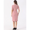 Allegra K Women's V Neck Short Sleeve Work Office Bodycon Midi Sheath Dress - 3 of 4