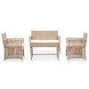 vidaXL 4 Piece Patio Lounge Set with Cushions Poly Rattan Beige - 2 of 4
