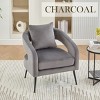Hrinhom 26.4" W Modern Accent Chair,Upholstered Velvet Reading Chair with Metal Legs and Pillows-BEIGE - 2 of 4