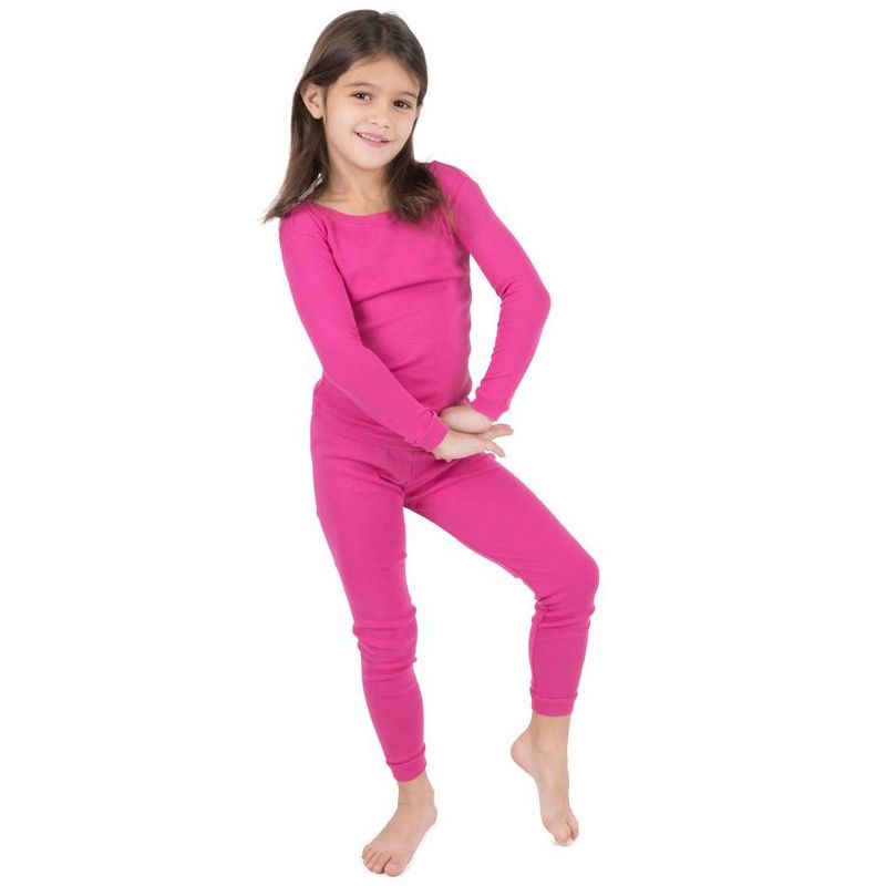 Leveret Kids Two Piece Long Sleeve Cotton Solid Classic Color Pajamas, 4 of 5