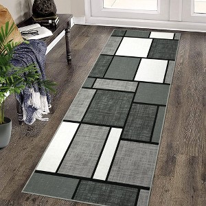 Geometric Rug Modern Boxes Area Rug Machine Washable Rug for Bedroom Living Room - 1 of 4