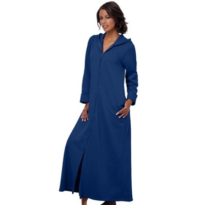 Dreams & Co. Plus Size Long Hooded Fleece Sweatshirt Robe