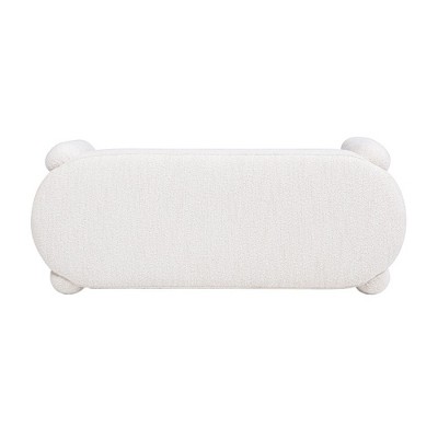Milk Cream White Boucle Upholstered Eucalyptus Bench