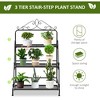 Outdoor Plant Stand, 3 Tier Metal Plant Shelf, Stair Style Flower Stand, Plant Display Storage Organizer for Indoor Outdoor Patio Balcony Yard - 4 of 4