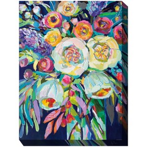 Cottage Garden West of The Wind Luminous Colorful 30 x 40 Inch Waterproof Gallery Wrapped Canvas, Outdoor Garden, Yard, Patio All Weather Hanging - 1 of 2