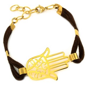 West Coast Jewelry Women's Polished Hamsa Cotton Cord Bracelet - 1 of 4