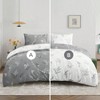 King Size Reversible Floral Duvet Cover Set with Zipper, Set of 3 Grey Bedding with 8 Corner Ties and 2 Pillowcases 20x26 - 4 of 4