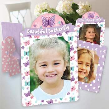 Big Dot of Happiness Beautiful Butterfly - Floral Baby Shower or Birthday Party 4x6 Picture Display - Paper Photo Frames - Set of 12