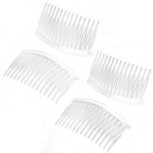Unique Bargains Women's Plastic 15 Teeth DIY Jewelry Material Accessories Hair Combs Clear 4 Pcs - 1 of 4