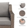 Belord 3PCS Outdoor Swivel Glider Chairs with Side Table, Patio Brown Wicker Swivel Chairs with 2-Layer Tempered Glass Top Rattan Side Table - 4 of 4
