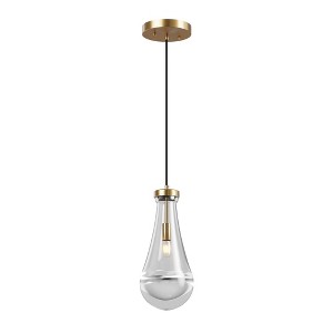 DAKAFUL Industrial-Style Chandelier With Clear Raindrop Glass Shades,E12 Base Adjustable Height Pendant Light for Dining,Entryway - 1 of 4
