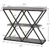 3 Tier Industrial Console Sofa Table with Storage, Entryway Table with Open Shelves, X-Shaped Metal Frame, Foyer Table for Entryway, Hallway - 2 of 4